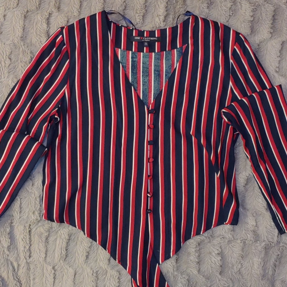 Red, White, and Blue Short Blouse